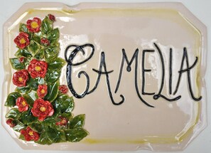 Villa CAMELIA:- The outdoor ceramic plate of villa CAMELIA.