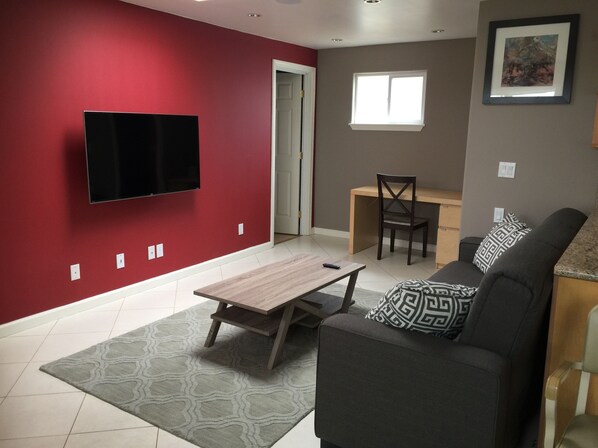 Cozy living room with lots of natural light