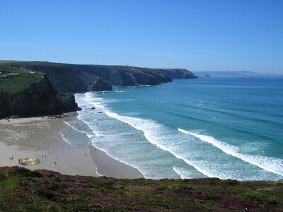 Dramatische Meerblick entlang der Nordküste von Cornwall in Richtung St. Ives   