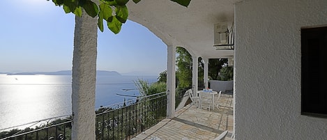 Villa ERIKA:-  Sea view from the roofed veranda to  Skiathos island....