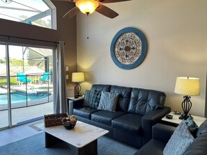 Patio sliding door leads to private pool. Grab a beach towel and GO! 