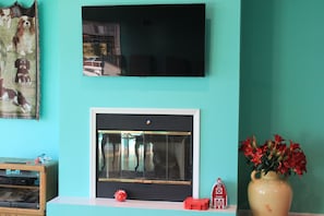 fireplace and flat-screen tv