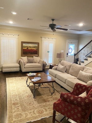 Living Room, loveseat with ottoman  (couch and loveseat are pull out beds)