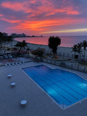 Sunset views from both balconies and every room. 