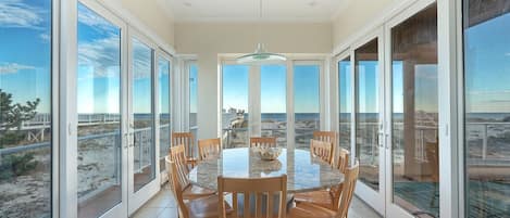 Enjoy coffee, dinner and sunrise views from this amazing dining space