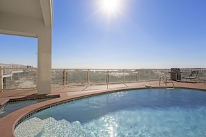 Sunset views from the pool overlooking the ocean
