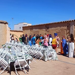 Outdoor banquet area