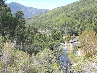 Restaurierte Mühle mit Naturpool und Barbecue in natürlicher Umgebung.