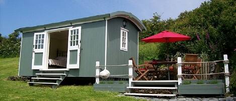 Shepherds Hut and Seating Area