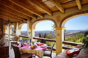 Main terrace covered dining area