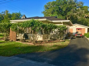 Driveway entrance in neighborhood. 