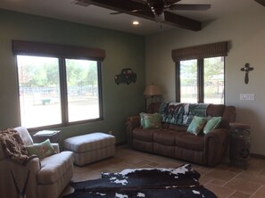 Couch has 2 recliners