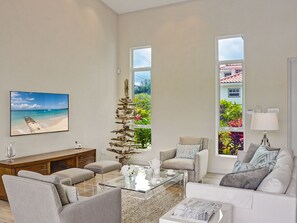 60" TV and comfortable lounge area