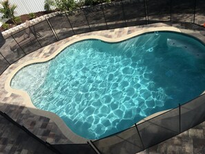 View of pool from second story