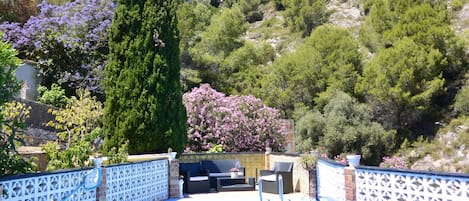 Poolside seating area