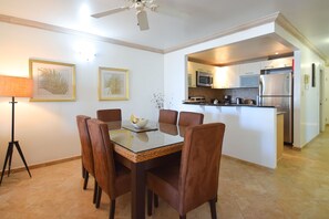 The dining area with seating for six