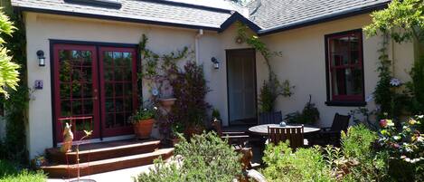 Back of house.  French doors lead to master BR.
