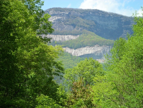 View of Whiteside Mountain from the Front Porch of the Cabin.