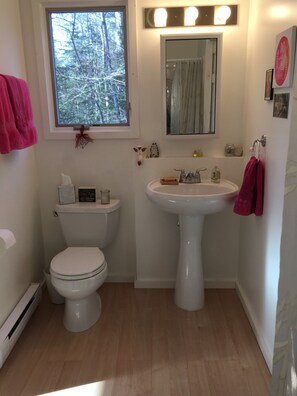 includes shower stall.