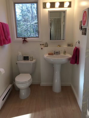 includes shower stall.