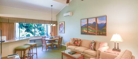 Living room and dining area