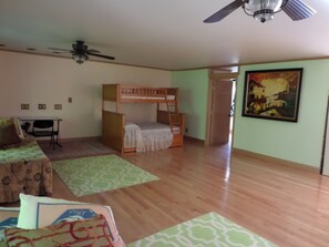 Studio looking toward bathroom door
