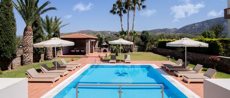 Pool area behind the building