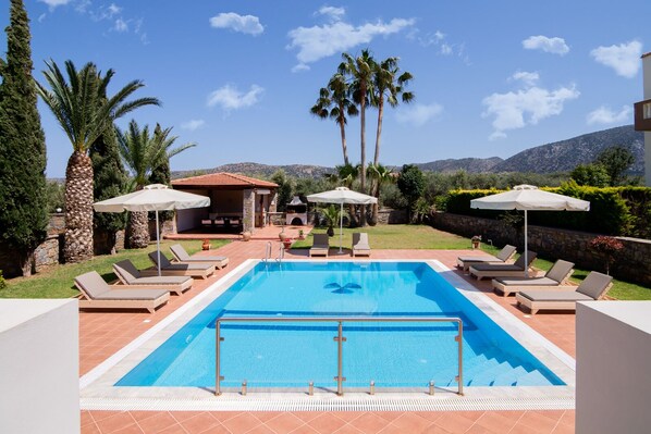 Pool area behind the building