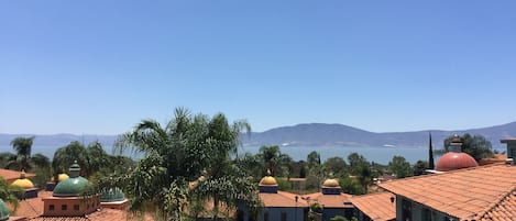 View of mountains & Lake Chapala from our balcony 