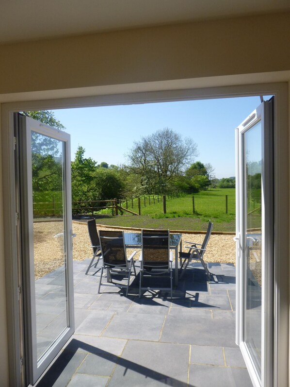 Sunroom leading to patio