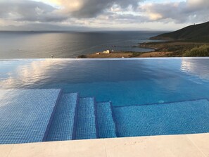 Morning view accross the infinity pool