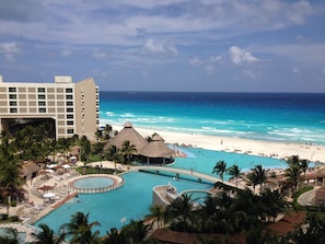 View from inside the resort out to the Oceanfront Units (which are front left).