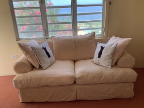 Sofa number two under a  6’x4’ window.