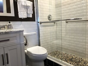 Marble and tile bathroom