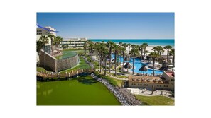 Scenic view of one of many pools and Sea of Cortez.