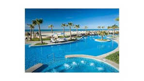 One of many beachfront pools