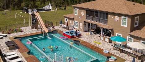 The world's first billiard table pool (and lazy river plus water cannon & slide)