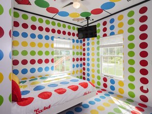 the bed folds up to play Twister!