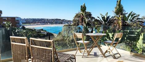 Sizeable balcony off living room with stunning views towards Bondi Beach.