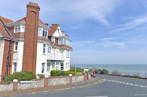 Set on first floor with glorious sea views
