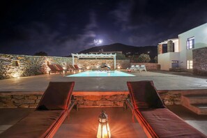 Enjoying the pool at night