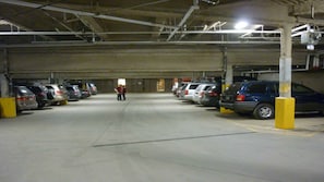 indoor heated parking garage in building