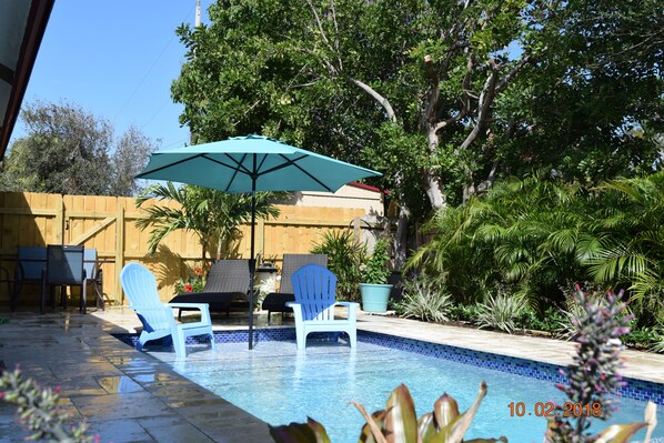 "You Swim or Dip or Nap or Play...day or night luving your Private Heated Pool "