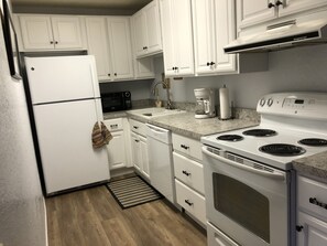 Kitchen has been recently redone, and is well-stocked.