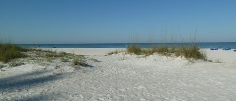 White Sandy Beach 500 Short Steps Away