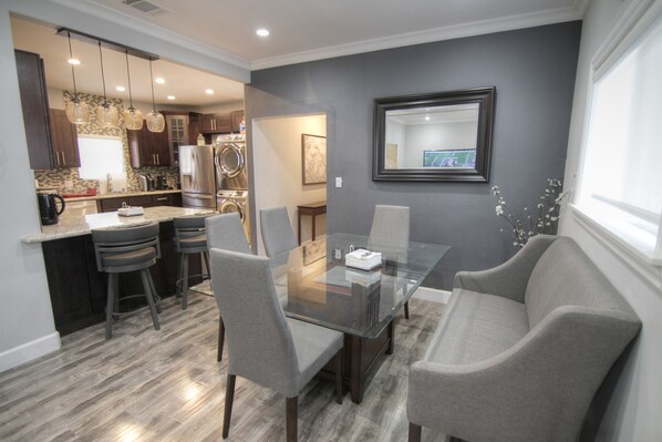 Dining table, kitchen counter
