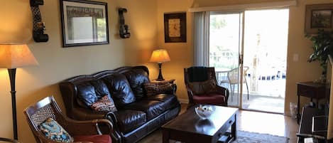 Living room decorated with leather furniture for your enjoyment