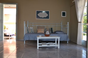 Cute sofa will let to accommodate one more guest. Kefalonia bungalows