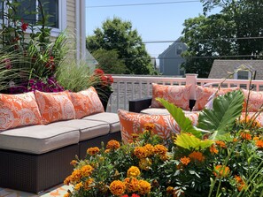 Shared Condo deck is the perfect place for afternoon drinks and snacks. 