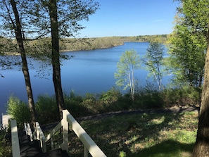 Stairs and paved path to the lake